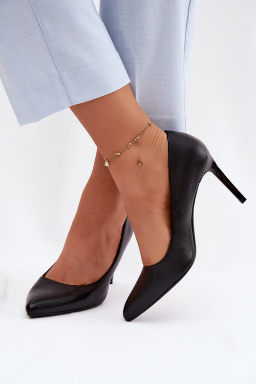 Sapatos de salto alto de couro sintético Sergio Leone 1339 pretos