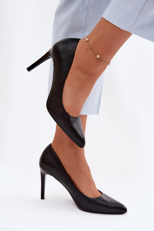 Sapatos de salto alto de couro sintético Sergio Leone 1339 pretos