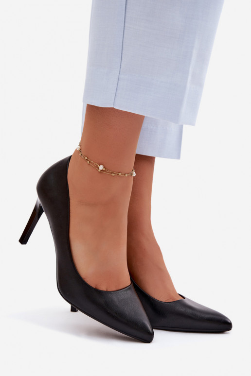 Sapatos de salto alto de couro sintético Sergio Leone 1339 pretos