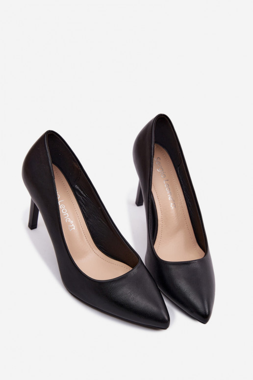 Sapatos de salto alto de couro sintético Sergio Leone 1339 pretos