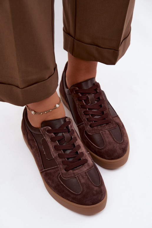 Tênis femininos de camurça Vinceza 7933 na cor chocolate