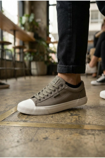 Botas casuais masculinas de cano baixo cinzas