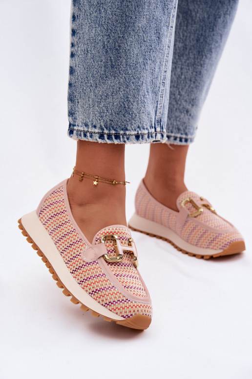 À modalo de tênis Escorregar em Ze cor douradam Detalem GOE TT2N4081 cor rosa