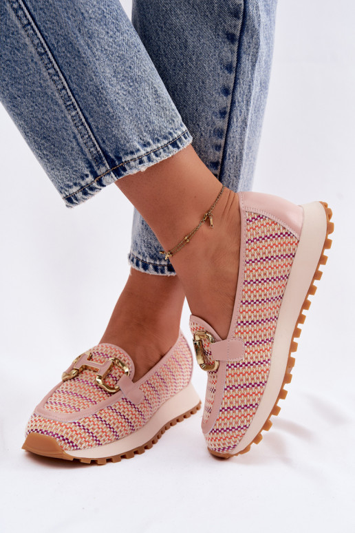 À modalo de tênis Escorregar em Ze cor douradam Detalem GOE TT2N4081 cor rosa