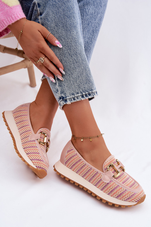 À modalo de tênis Escorregar em Ze cor douradam Detalem GOE TT2N4081 cor rosa