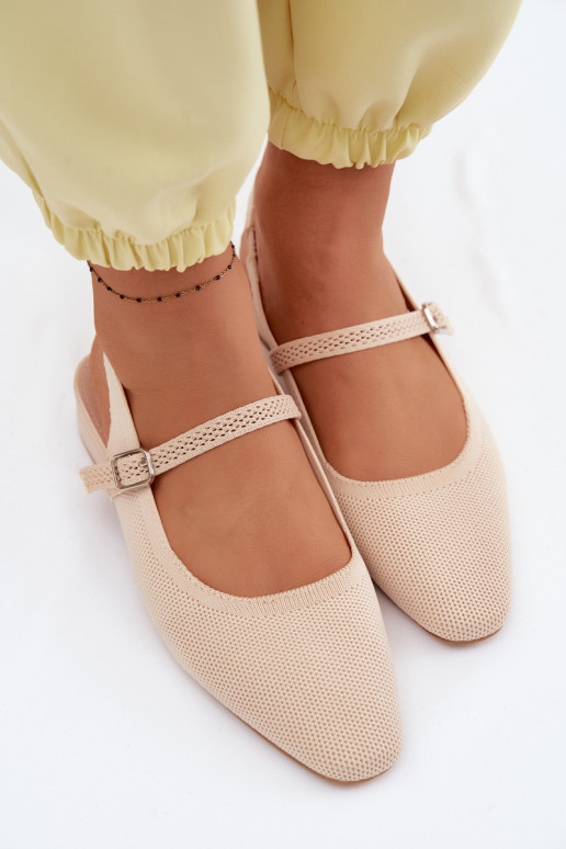  sandálias Bailarinas Feminino com alças cor de marfim Selrene