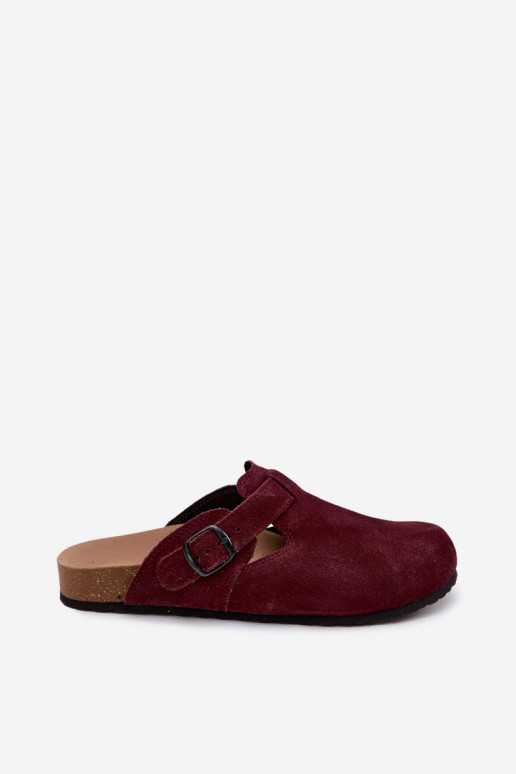 Mules de camurça de couro com fivelas Zazoo 1905, cor violeta escura