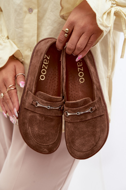 Mocassins Barefoot de camurça Zazoo 322 cor marrom