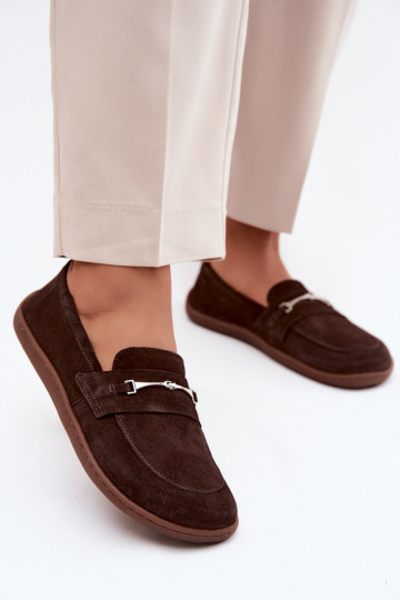 Mocassins barefoot de camurça Zazoo 322, cor chocolate
