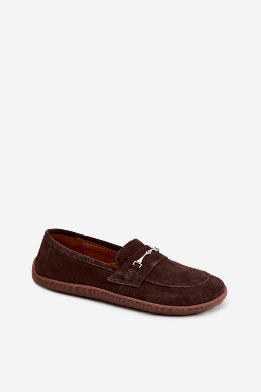Mocassins barefoot de camurça Zazoo 322, cor chocolate