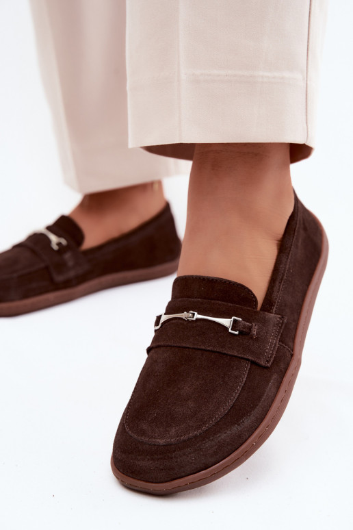Mocassins barefoot de camurça Zazoo 322, cor chocolate