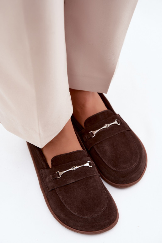 Mocassins barefoot de camurça Zazoo 322, cor chocolate