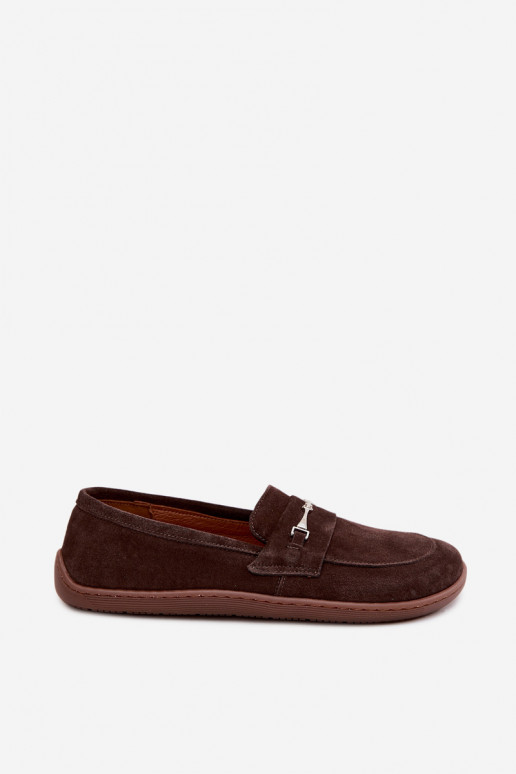 Mocassins barefoot de camurça Zazoo 322, cor chocolate