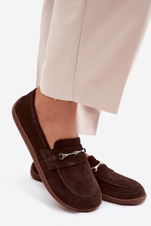 Mocassins barefoot de camurça Zazoo 322, cor chocolate