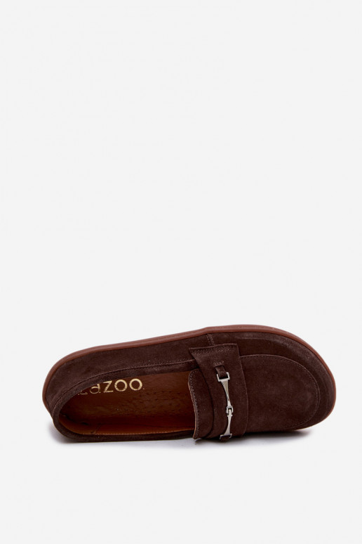 Mocassins barefoot de camurça Zazoo 322, cor chocolate