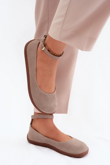 Bailarinas barefoot de camurça Zazoo 020, cor cappuccino