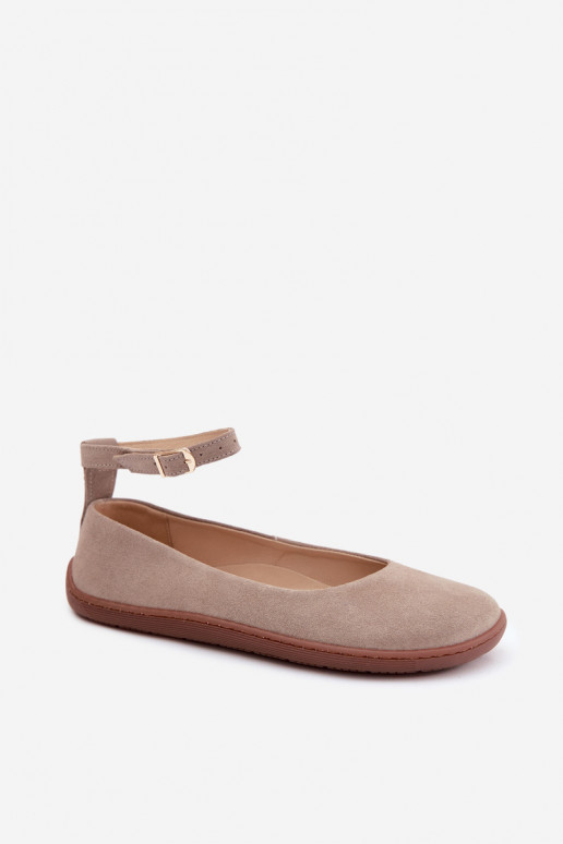 Bailarinas barefoot de camurça Zazoo 020, cor cappuccino