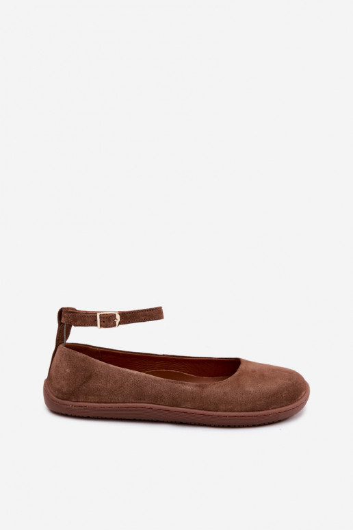 Bailarinas barefoot de camurça Zazoo 020, cor marrom
