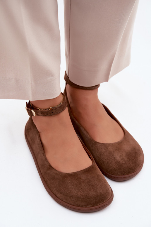 Bailarinas BarefootHabilitadoturalnego de camurçau Zazoo 020 cor marrom