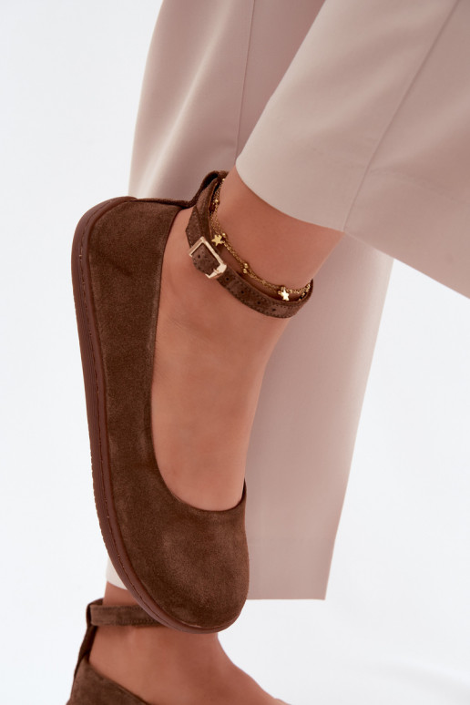 Bailarinas BarefootHabilitadoturalnego de camurçau Zazoo 020 cor marrom