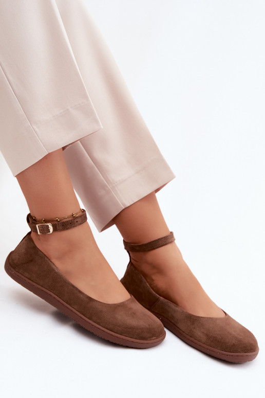 Bailarinas BarefootHabilitadoturalnego de camurçau Zazoo 020 cor marrom