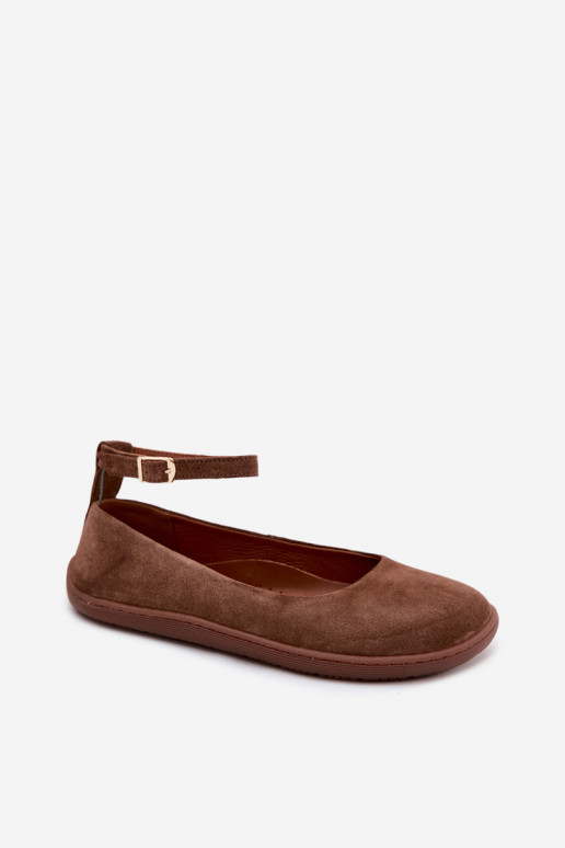 Bailarinas barefoot de camurça Zazoo 020, cor marrom