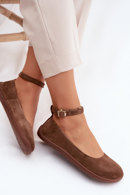 Bailarinas BarefootHabilitadoturalnego de camurçau Zazoo 020 cor marrom