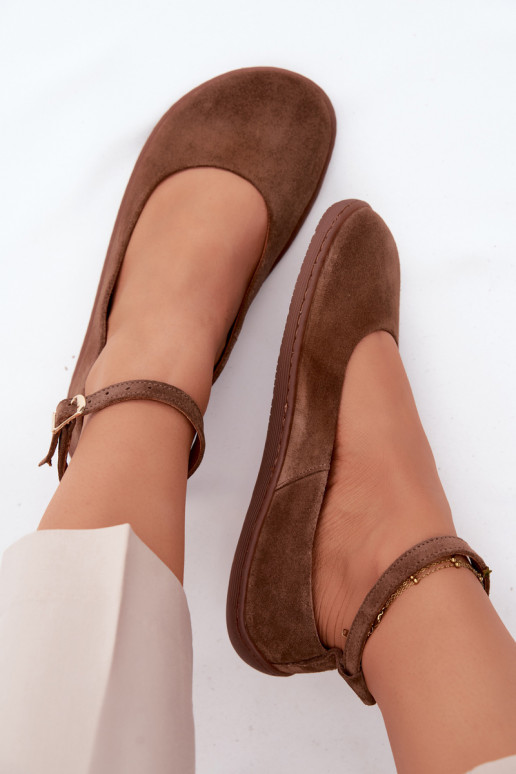 Bailarinas barefoot de camurça Zazoo 020, cor marrom
