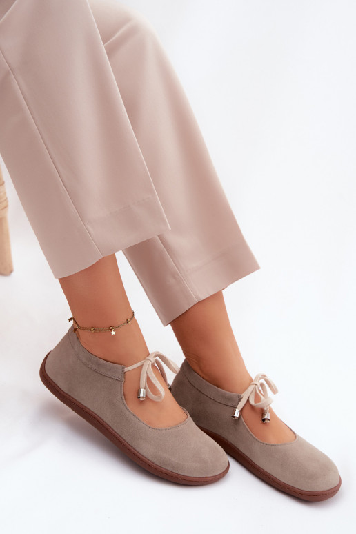 Bailarinas barefoot de camurça com tiras Zazoo 021, cor cappuccino