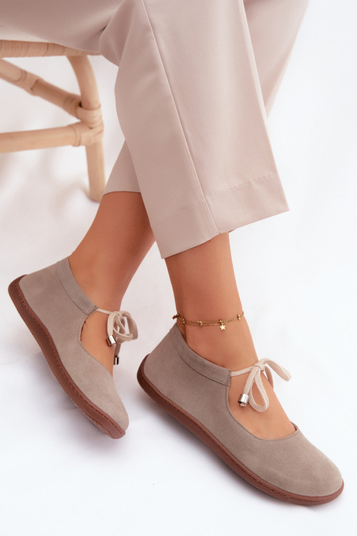 Pele Sapatilhas de camurça Barefoot com alças Zazoo 021 cor capuccino