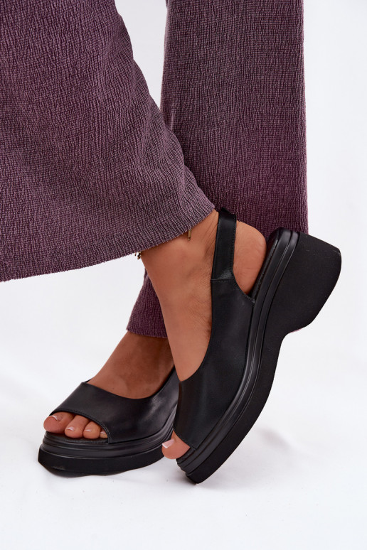 Pele Sandálias plataforma Vinceza 66936 cor preta