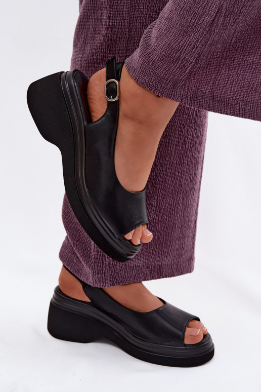 Pele Sandálias plataforma Vinceza 66936 cor preta