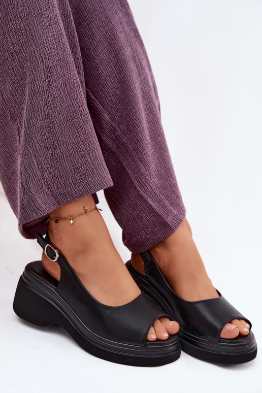 Pele Sandálias plataforma Vinceza 66936 cor preta