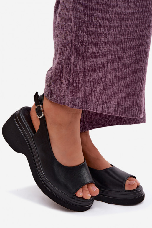 Pele Sandálias plataforma Vinceza 66936 cor preta