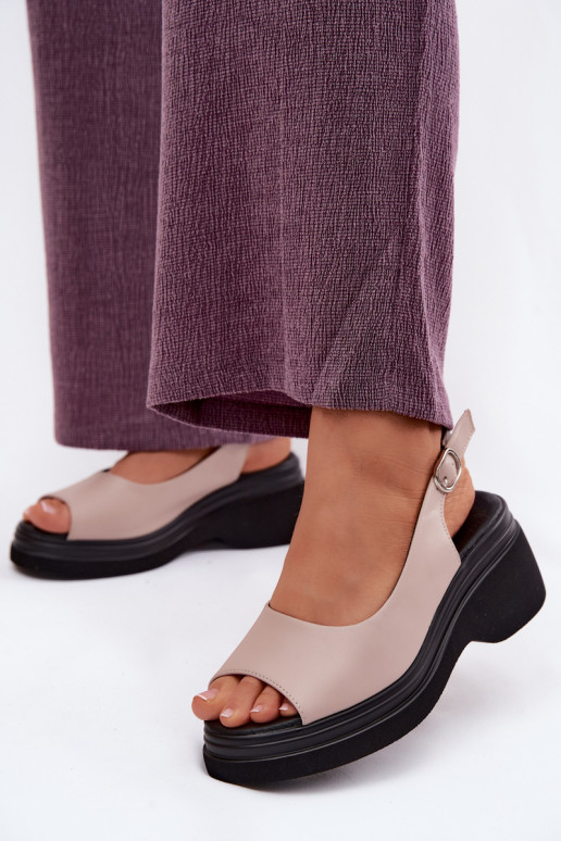 Pele Sandálias plataforma Vinceza 66936 bege