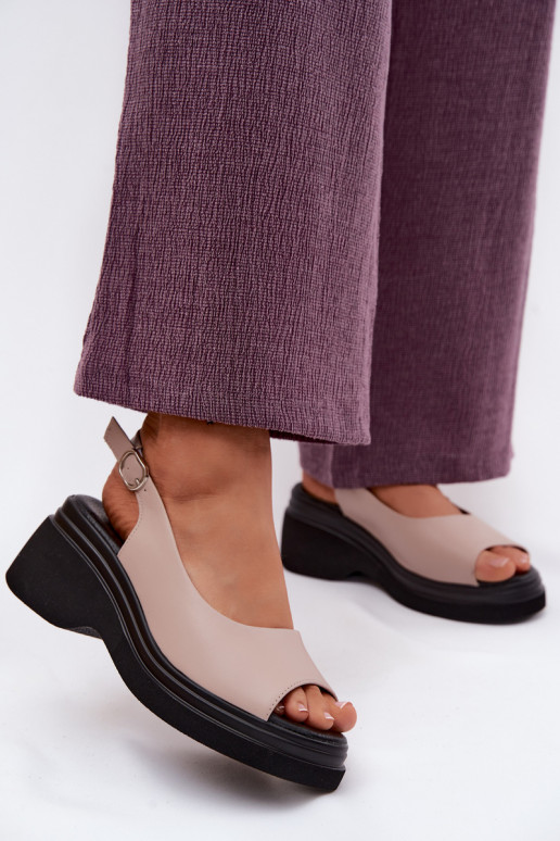 Pele Sandálias plataforma Vinceza 66936 bege