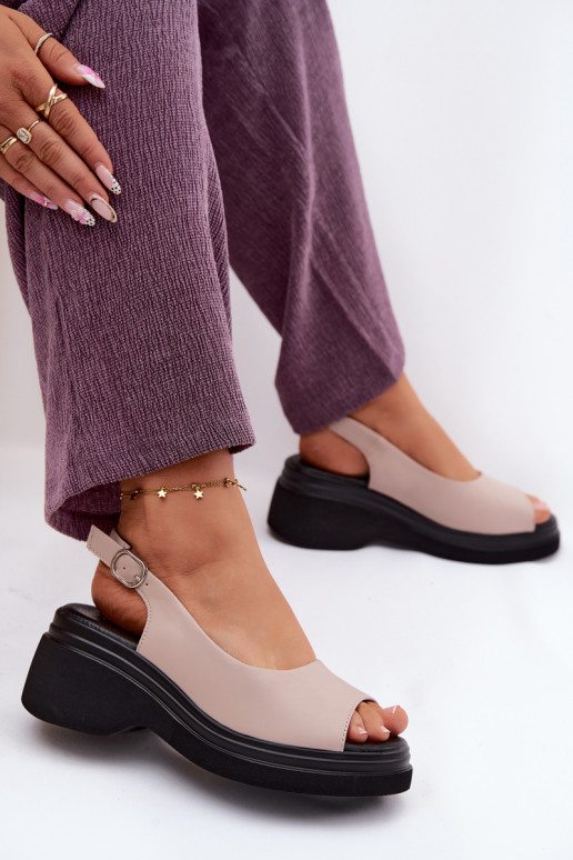 Pele Sandálias plataforma Vinceza 66936 bege