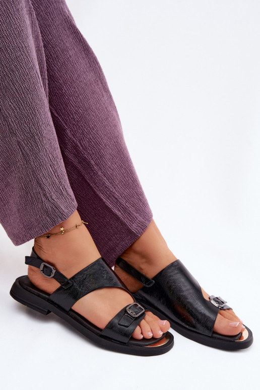 Sandálias femininas Feminino com salto largo Vinceza 86434 cor preta