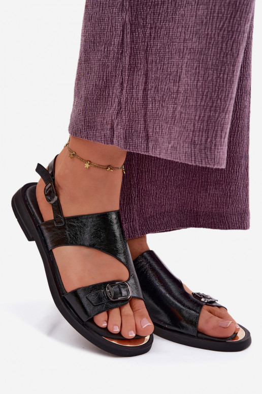 Sandálias femininas Feminino com salto largo Vinceza 86434 cor preta