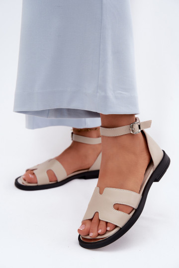 Sandálias femininasHabilitadoturalnej Skóry com salto largo Vinceza 62305 bege 2