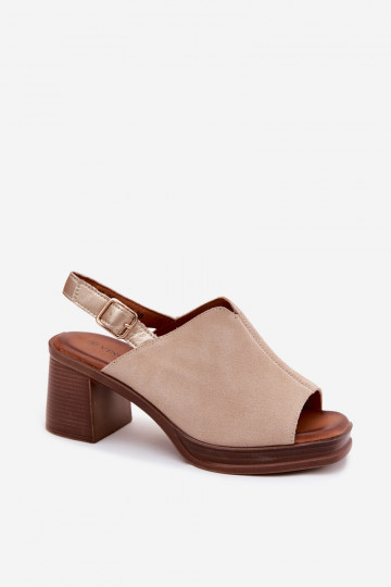 Sapatos de salto elegantes em couro Vinceza 39995, cor areia 2