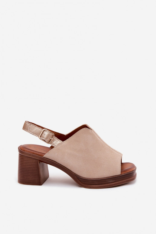 Sapatos de salto elegantes em couro Vinceza 39995, cor areia