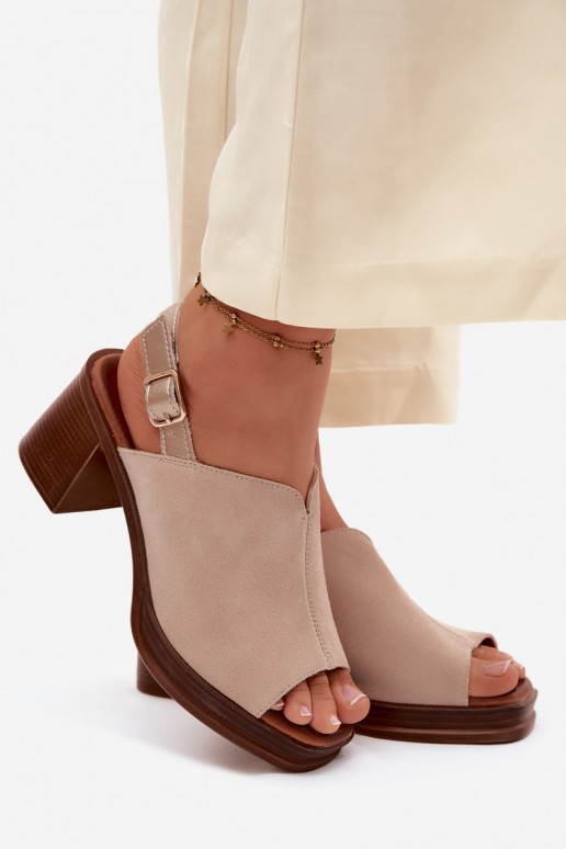Sapatos de salto elegantes em couro Vinceza 39995, cor areia