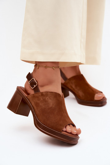 Sapatos de salto elegantes em couro marrom Vinceza 39995 2