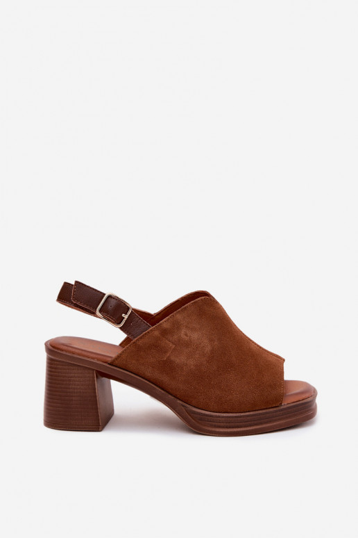 Sapatos de salto elegantes em couro marrom Vinceza 39995