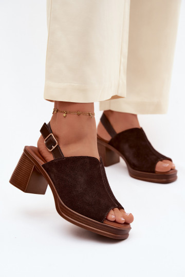 Sapatos de salto elegantes em couro marrom escuro Vinceza 39995 2