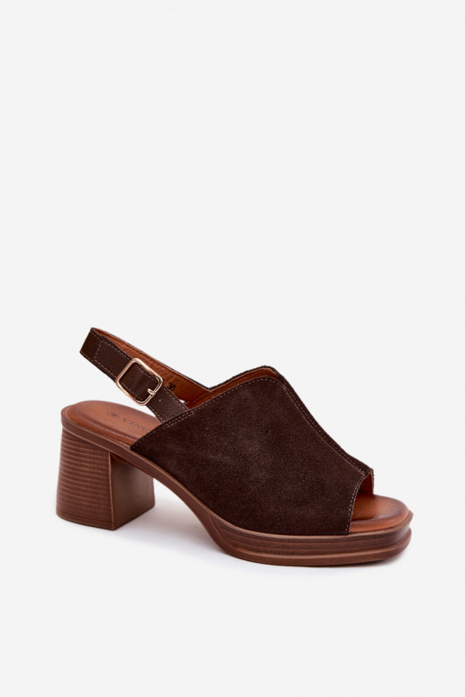 Sapatos de salto elegantes em couro marrom escuro Vinceza 39995