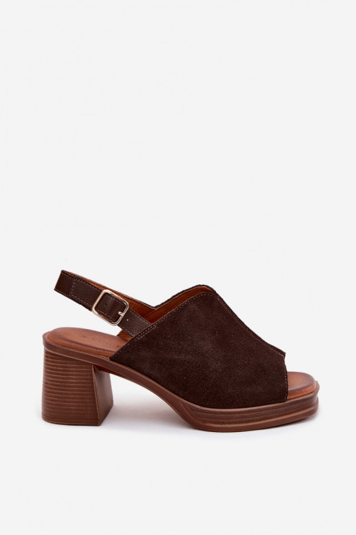 Sapatos de salto elegantes em couro marrom escuro Vinceza 39995