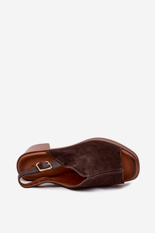 Sapatos de salto elegantes em couro marrom escuro Vinceza 39995