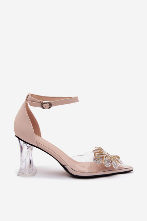 Sapatos de couro com salto e decoração brilhante Vinceza 62295